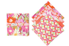 Load image into Gallery viewer, Bright Floral Set of 4 Mismatched Napkins - Pinks and Oranges