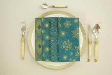 Load image into Gallery viewer, Elegant Holiday Napkins in Warm Teal - Set of 4