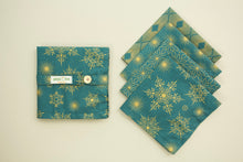 Load image into Gallery viewer, Elegant Holiday Napkins in Warm Teal - Set of 4