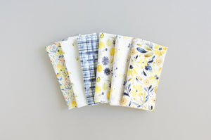 Bee Themed Yellow and Blue  Mismatched Napkins - Set of 6 - Everyday - Cocktail
