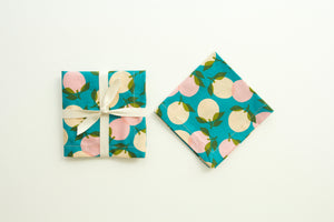 Citrus Napkins on Teal Background - Set of 4