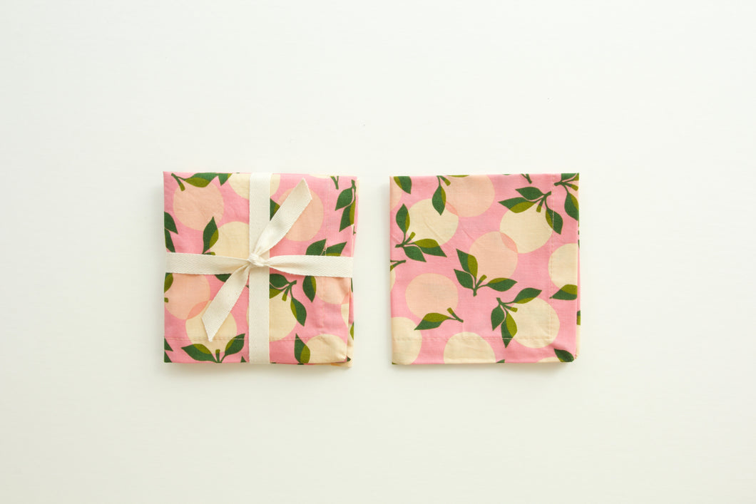 Citrus Napkins on Pink Background - Set of 4
