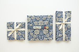 Blue Floral Napkins - Set of 4