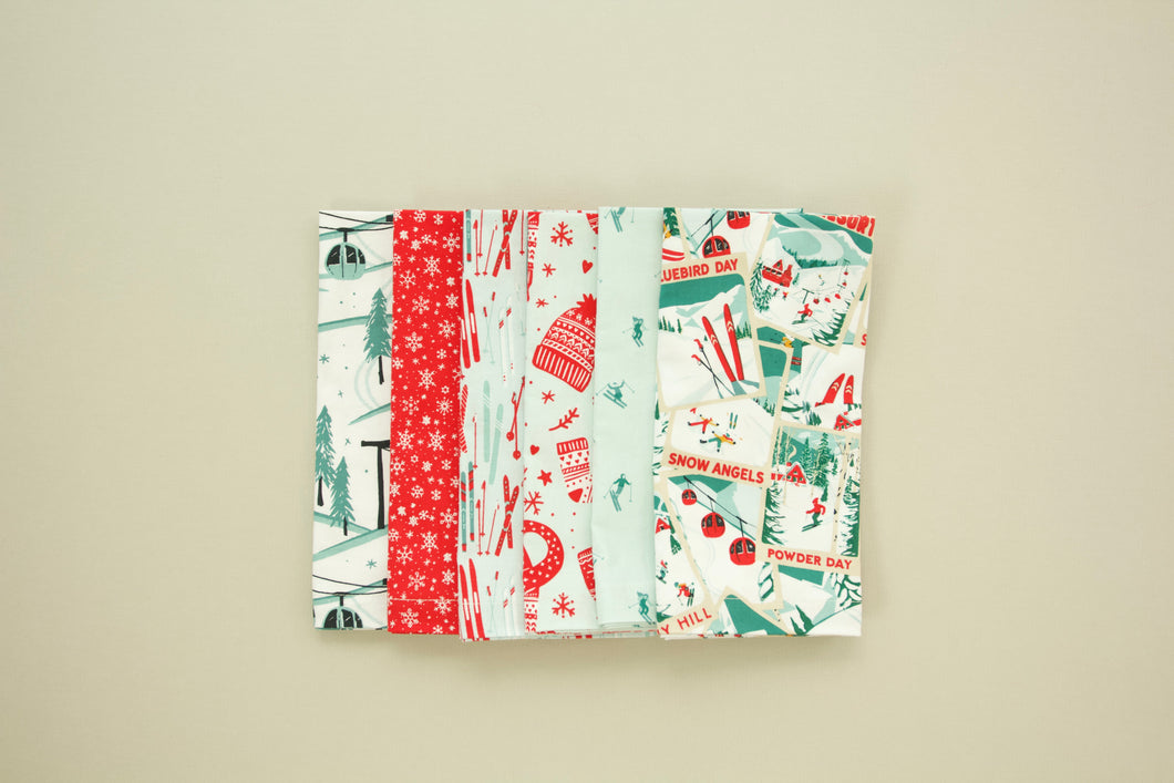 Ski Holiday Napkins- Red and Teals - Set of 6