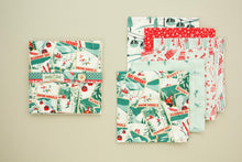 Load image into Gallery viewer, Ski Holiday Napkins- Red and Teals - Set of 6
