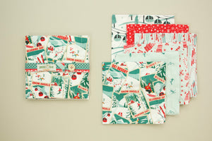 Ski Holiday Napkins- Red and Teals - Set of 6