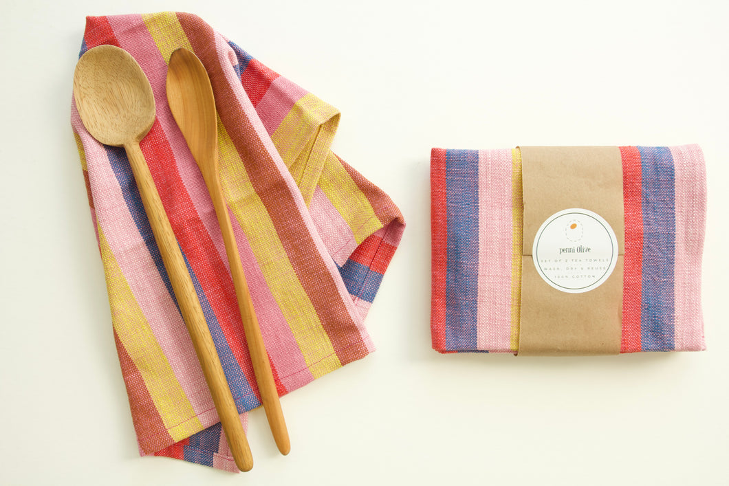 Woven Tea Towels - Multi Stripe