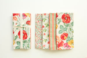 Bright Poppy and Floral Themed Napkins- Set of 4